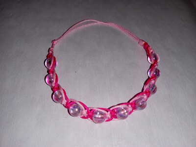 Handmade bead and cord macrame adjustable bracelet,light and dark pink color.. - image2